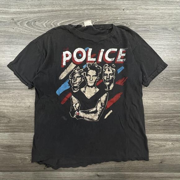 Vintage The Police Shirt Mens Small Single Stitch Distressed Thrashed 80s RARE - Picture 1 of 13